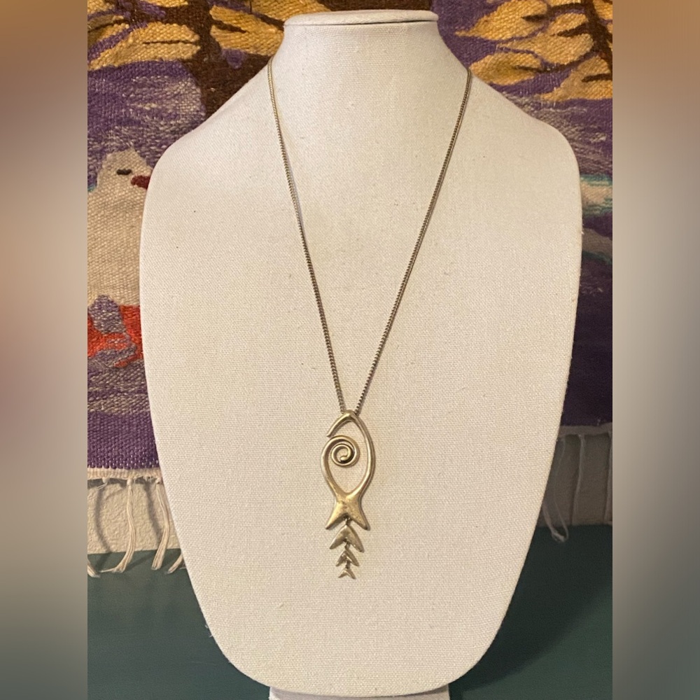 Lucky Brand Gold Bohemian Style Bone Fish Pendant Necklace - Picture 8 of 8